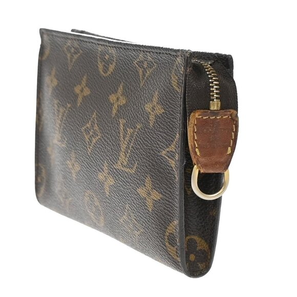 LOUIS VUITTON Logo BUCKET PM Pouch Bag Monogram Leather Brown France - Picture 2 of 14